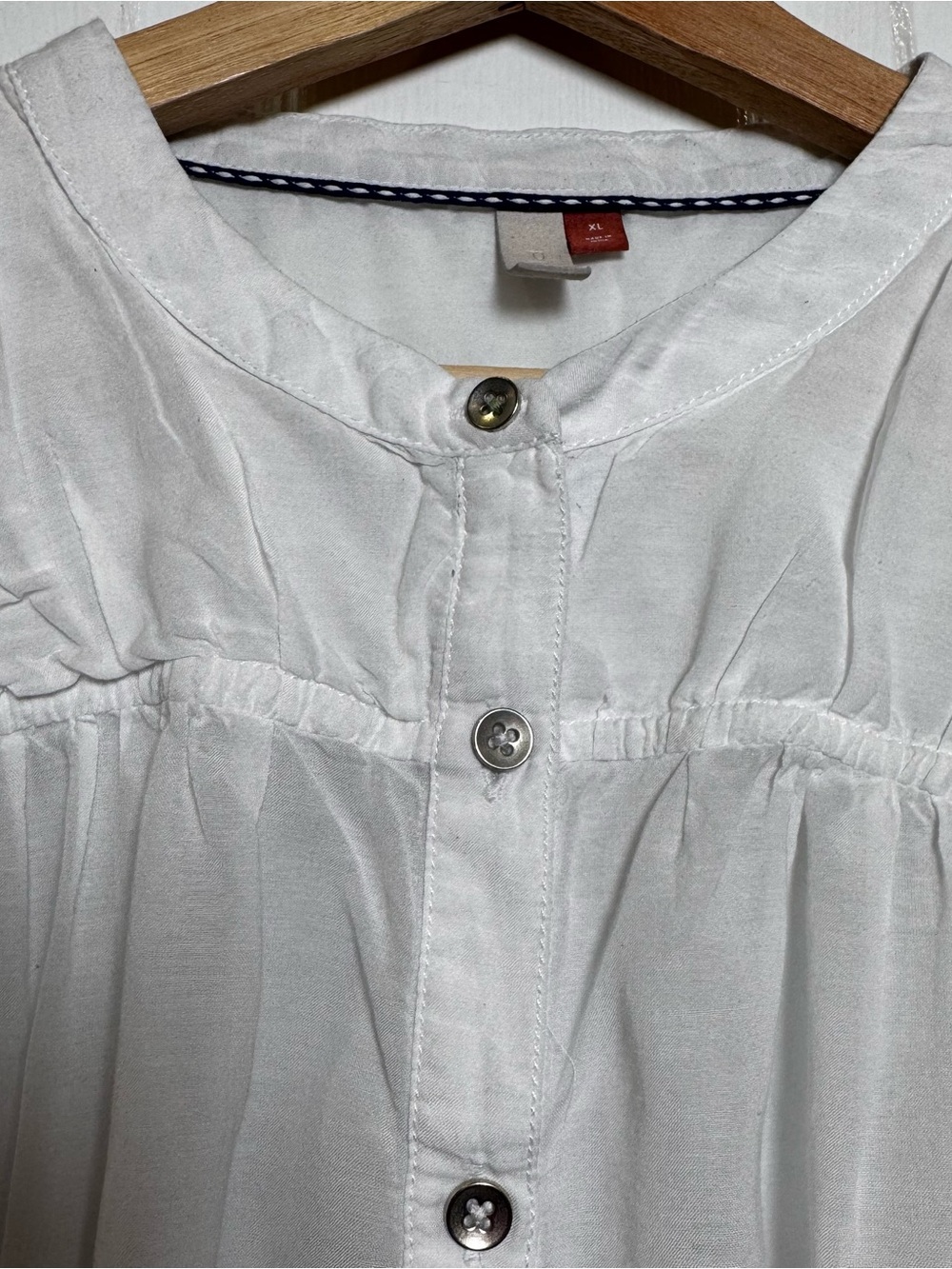 Anthropologie Pilcro White Boho Peasant Henley Cottagecore Pintuck Blouse XL - Picture 5 of 11